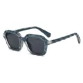 Trendy wavy square sunglasses for men and women, stylish beach eyewear with UV protection. - Metal Hinge / C5 Base Grey