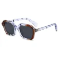 Trendy multi-color wavy square frame sunglasses for men and women beach fashion eyewear. - Metal Hinge / C6 Transparent Purple