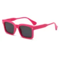 Fashionable pink square frame sunglasses with dark lenses and chic gold dagger detail for women. - Regular / Rose Red Frame Gray Lens