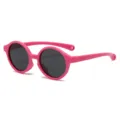Cute pink round frame baby toddler sunglasses with anti-uv polarized lenses main view - C3 Purple Pink