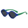 Kinder Sonnenbrille UV Schutz niedlich Dopamin Design blau gruen Silikon Gestell Sommer - Blauer Rahmen