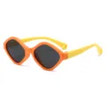 Kinder UV-Schutz Sonnenbrille, orange Rauten-Gestell gelbe Silikon-Bügel Kinder Sommer Brille - Orangener Rahmen Rosa Bügel