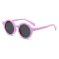Kids polarized sunglasses pink round frame cute UV protection eyewear for boys and girls outdoor - Purple (C3)