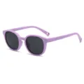 Kids polarized sunglasses with cute purple round silicone frame, lightweight UV protection eyewear for outdoor. - C1 Purple Frame Purple Legs