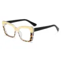 Modische grosse Blaulichtfilter Brille mit schickem Schildpatt und Gold Farbkombination. - Schmetterlingsrahmen (89225) / Gold und Gelbes Leopardenmuster