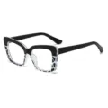Women oversized blue light blocking glasses, color block black and print cat eye frame. - Butterfly Frame (89225) / Black and Clear Leopard