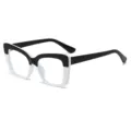 Schwarze und weiße farbblockierende große Blaulichtschutz Brille für Damen und Frauen. - Schmetterlingsrahmen (89225) / Schwarz und Reinweiß