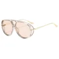 Retro oversized aviator sunglasses for women Y2K style clear frame pink lenses eyewear - Light Tea Frame Light Tea Lens