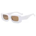 Gafas de sol blancas gruesas para mujer con lentes marrones estilo moda urbana moderna - Bisagra de Metal / C8 Té Blanco