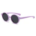 Cute baby polarized sunglasses round frame UV protection anti-glare toddler summer eyewear - C1 Purple