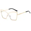 Gafas anti luz azul montura metal dorado, ojo de gato oversize óptica vintage variante. - C2 Marco Dorado