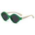 Grüne Diamantrahmen Kinder Sonnenbrille mit weißen Silikonbügeln, süßer Babysonnenschutz. - Dunkelgrüner Rahmen