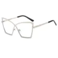Gafas de montura metálica grande para mujer, luz azul bloqueada, estilo retro chic. - C3 Marco Plateado