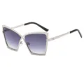 Große Damen Metallrahmen Brille, modische Retro Farbverlauf Gläser für den Alltag. - C6 Silberner Rahmen Verlaufsgraue Gläser