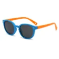 Kids polarized sunglasses with blue frame and orange temples for stylish UV protection outdoor wear. - C8 Blue Frame Orange Legs