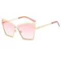 Modische Damen Sonnenbrille mit Metallgestell und rosa Verlaufsgläsern für stilvolle Outfits. - C8 Goldener Rahmen Verlaufsrosa Gläser