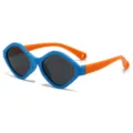 Kinder Sommer Anti-UV Sonnenbrille, blauer Rahmen orange Bügel Dopamin Stil Kleinkind. - Himmelblauer Rahmen