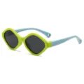 Kinder Sonnenbrille grüne Diamantfassung hellblauer Bügel süße UV-Schutz Modebrille - Smaragdgrüner Rahmen