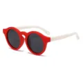 Gafas de sol redondas polarizadas para ninos estilo retro marco rojo patillas blancas - Marco Rojo con Patillas Blancas
