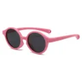 Cute baby polarized sunglasses with round pink frame, UV400 protection for kids. - Pink
