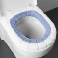 Fundas de asiento de inodoro de felpa en forma de O, suave cálido lavable accesorio de baño. - Azul surtido