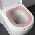 Fundas de asiento de inodoro de felpa gruesa en forma de O, cojín de tapa de baño suave y cálido. - Rosa surtido
