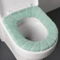 Dicker plüschiger grüner O-förmiger Toilettensitzbezug, weiche warme waschbare Badematte - Grün