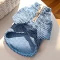 Blue chevron half-zipper fleece pet apparel warm two-leg sweater for dogs and cats - XS(Chest 30cm 0.5-1.5kg) / Blue Ripple Half-Zip