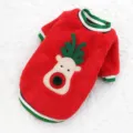 Christmas red pet fleece sweater with cute reindeer design, warm winter apparel for small dogs. - XS (Chest 30, Back Length 20) / Red Fleece Reindeer Face Hoodie
