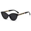 Occhiali da sole cat-eye alla moda da donna con catene di metallo e dettaglio chic. - C1 Montatura Nera Lenti Grigio Nero