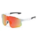 Gafas de sol deportivas montura blanca lente espejo rojo para ciclismo al aire libre - Montura Blanca Terminales Negros Mercurio Rojo