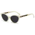 Occhiali da sole cat eye di lusso da donna, aste con catena in metallo, protezione UV per guidare. - C7 Montatura Beige Lente Nero Grigio