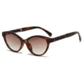 Eleganti occhiali da sole occhio di gatto donna grande montatura tartaruga catena - C8 Montatura Tartarugato Lenti Tè Sfumato