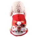 Christmas pet fleece hoodie dog winter warm clothes cute holiday red cat apparel main view - XS Back Length 20cm / Four-Legged Pants with Santa, Reindeer, and Snowman