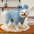 Sudadera azul de visón sintético para mascotas, ropa cálida de invierno para perros pequeños. - Mono Azul