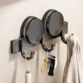 Punch-free suction cup wall hook rack, strong load-bearing coat hook for bathroom and door back. - 3 Hooks / Gunmetal