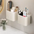 Wall-mounted suction cup storage holder cream style bathroom organizer shelf 2pcs - 2 Pieces/Pack / Creamy White