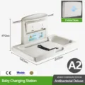 Wall-mounted foldable baby changing station, commercial infant diaper table for public restrooms. - Thickened Antibacterial HDPE Changing Table (Model A2) / Off White