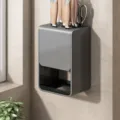 Wall-mounted kitchen knife holder in knight gray, durable tool storage rack for knife. - Gunmetal Countertop And Wall Mounted