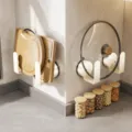 Support mural à ventouse pour couvercle et planche à découper blanc lait organisateur de cuisine. - Ensemble de Support de Planche à Découper et Couvercle de Pot / Blanc Crème
