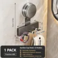 Punch free suction cup wall hook strong load bearing kitchen bathroom coat rack storage - 3 Hooks / Gunmetal Gray