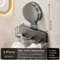 Gun gray adhesive suction cup wall mounted 3-hook towel hanger for bathroom home use - 3 Hooks / Gunmetal