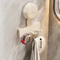 White 3-hook suction cup wall hook for bathroom and kitchen organization storage. - 3 Hooks / Creamy White