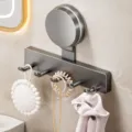 Gun grey suction cup wall hook, heavy duty towel and coat hanger for bathroom and kitchen. - 5 Hooks / Gunmetal