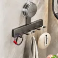 Gun-gray suction wall hook with 5 hooks heavy duty strong holder for bathroom kitchen - 5 Hooks / Gunmetal Gray