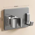 Adjustable wall-mounted shower head holder, punch-free silver bathroom bracket accessory. - Gunmetal Shower Bracket - Single Hook