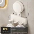 Suction cup wall mounted hook, ABS material, 3 hooks for bathroom and kitchen organization. - 3 Hooks / Cream