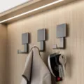 Modern metal wall coat hook, matte grey single hook for entryway and hallway storage hardware. - 3 Piece Set / Gunmetal