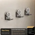 Gunmetal grey suction cup carbon steel cutting board hooks, 3-pack wall mounted kitchen racks. - Set of 3 / Gun Grey
