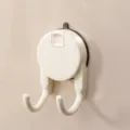 Pratique double crochet à ventouse en plastique mural porte-serviette pour cuisine bain - Double Crochet à Ventouse / Pièce Unique / Crème